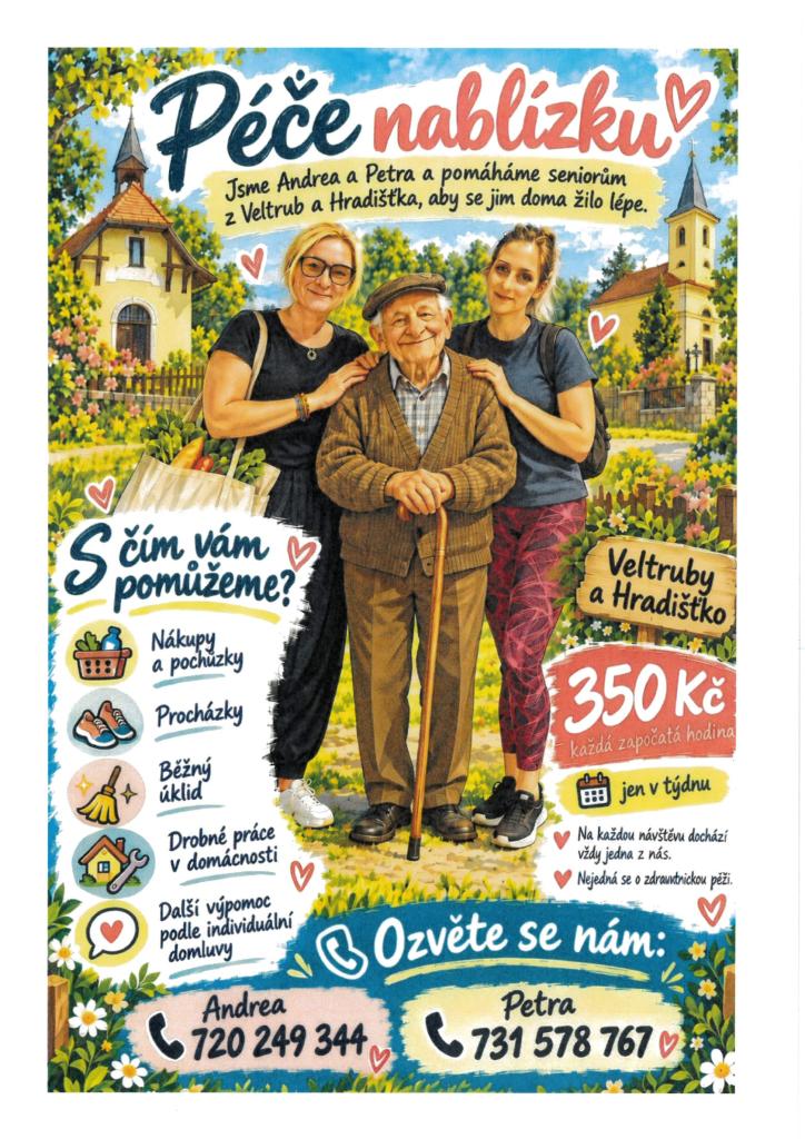 Péče nablízku - pomoc seniorům z Veltrub a Hradišťka I.